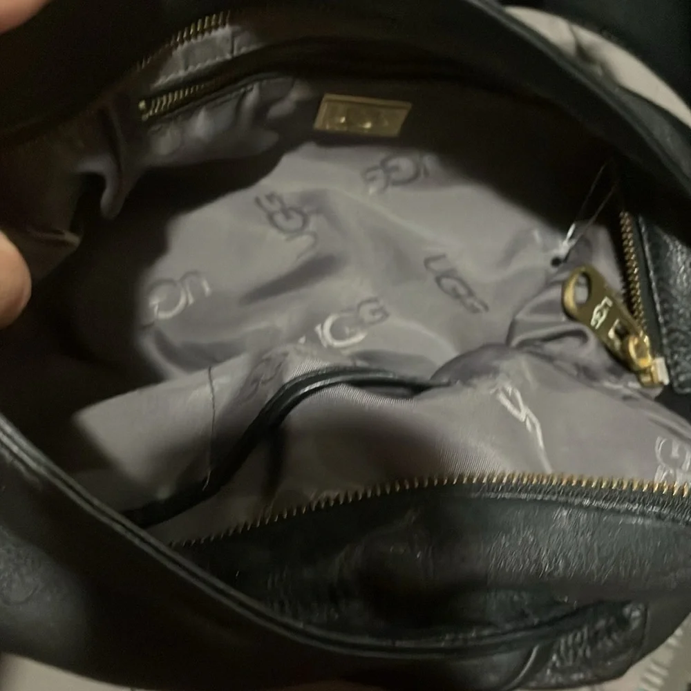 Ugg black pebbled leather hobo purse